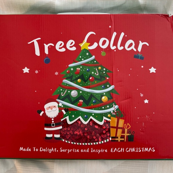 Red Sequin Christmas Tree Collar Skirt - Picture 10 of 11